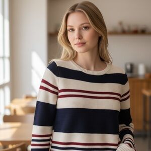 Lemon Tart Top striped cotton blend long sleeve Size Large